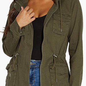 olive green jacket, size small, brand: a.n.a